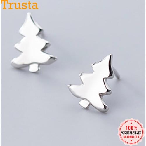 Trustdavis 2020 Genuine Fashion 925 Sterling Silver Lovely Christmas Tree Stud Earring For Women Fine Jewelry Brincos DS2349