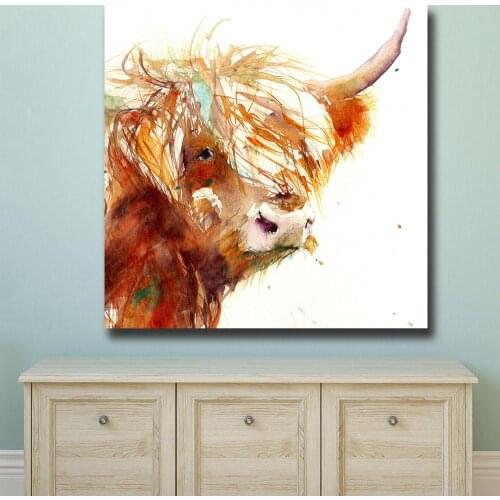 Wlong Printing Oil Painting Pop Art Ink Cow Wall Art Canvas Prints Pictures Home Decor For Living Room, Bedroom No Framed