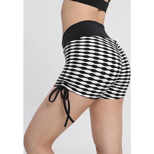 2021 Women Gym Jogging Shorts Stripe Jacquard Leggings Breathable Womens Short Stretchy Butt Lift Sports Fitness Skinny Shorts