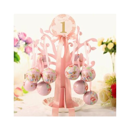 10pcs/lot 6.8cm Spherical Tinplate Sweet Ball Candy Box Round Light and Love tree candy box Blue Bride And Groom Favor Gift Box