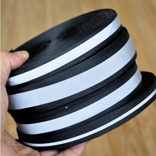 25mm 22mm 15mm 12mm 10mm Width 5 Yards Black Nylon Reflective Ribbon Tape DIY Craft Bags Clothes Outdoor Sewing Accessories