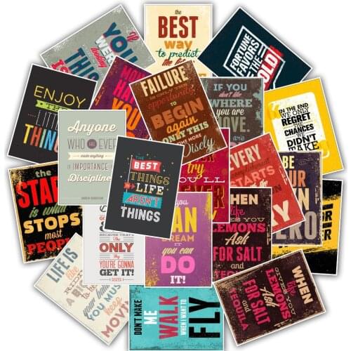 25pcs/Pack Motivational Typography Life Quotes Retro Stickers for kids notebook diary decal laptop bedroom wall stickers
