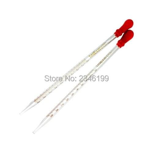 50pcs 0.5ML 1ML 2ML 3MLClear Glass Pipette Pepet Dropper With Red Rubber Cap With Scale Dispensing Lab Supplies Packing Tools