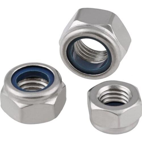 American Nylon Lock Nut Locknut Stainless Steel Self-locking Nut Locking Screw Cap 5Pcs