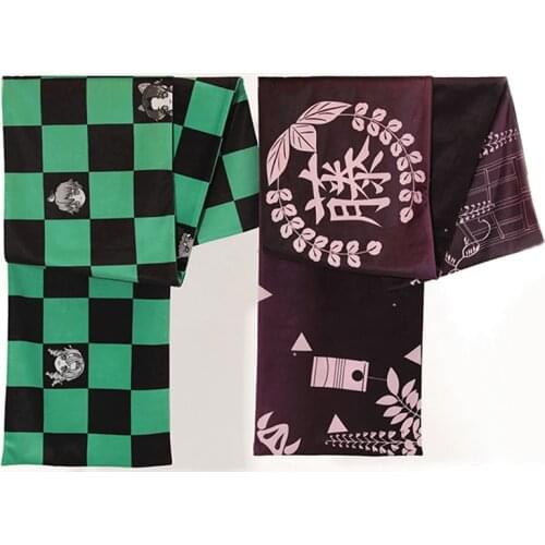 Anime Demon Slayer Kimetsu No Yaiba Tanjiro Kamado Nezuko Cosplay Costumes Scarves Warm Winter Scarf Halloween For Men CS075