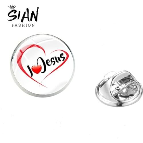 SIAN Christians Faith I LOVE JESUS Creative Brooch Pins High Quality Stainless Steel Female Men Bag Badges Clothing Accessories