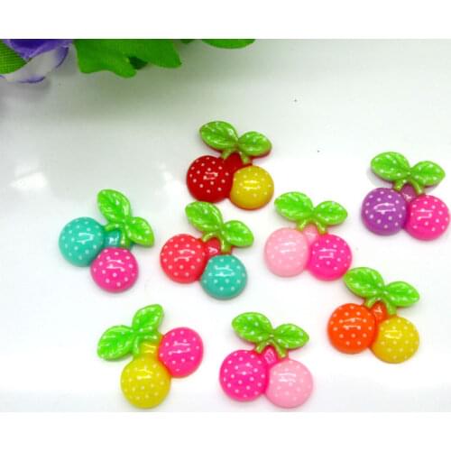 50Pcs Mixed Resin Cherry Beads Decoration Crafts Flatback Cabochon Scrapbooking Fit Phone Embellishments Diy Accessories