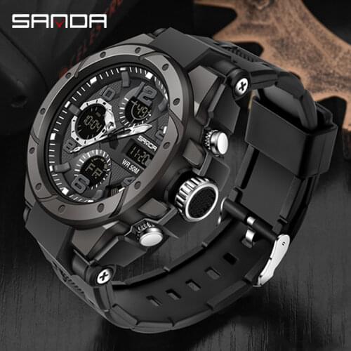 Mens Watch Military Water resistant SANDA Sport watch Army LED Digital wrist Stopwatches for male G Style Relogio Masculino
