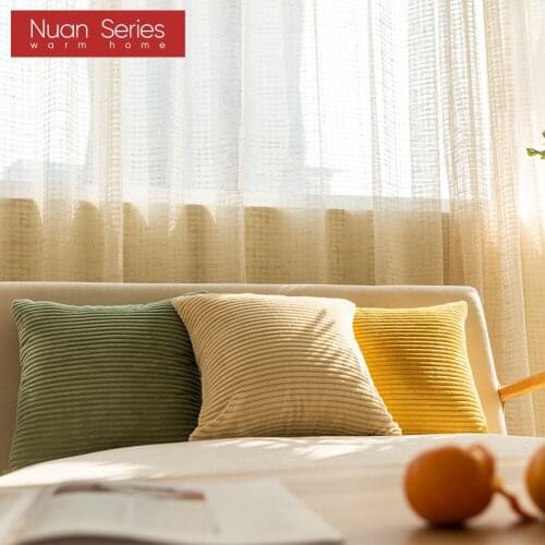 Cushion Cover Stripe Plush Decoration Pillows For Sofa Living Room Housse De Coussin 45x45cm Decorative Pillows Warm Home Decor