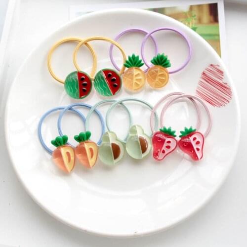 2PCS New Cute Half Cut Solid Fruit Princess Headwear Kids Elastic Hair Bands Children Ropes Girls Accessories Baby Headdress