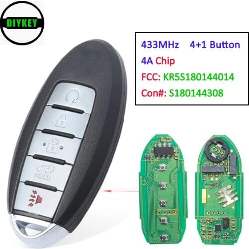 DIYKEY for Nissan Murano Pathfinder 2015 2016 2017 2018 Remote Key Fob S180144308 KR5S180144014 433.92MHz 4A Chip