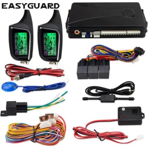 EASYGUARD 2 way alarm LCD pager display remote engine start shock alarm warning remote start car alarm system keyless go