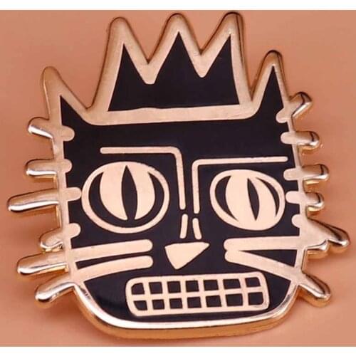 Basquiat crown enamel pin graffiti art brooch painter badge cute pins fashion men jewelry artist gift women shirts jacket access