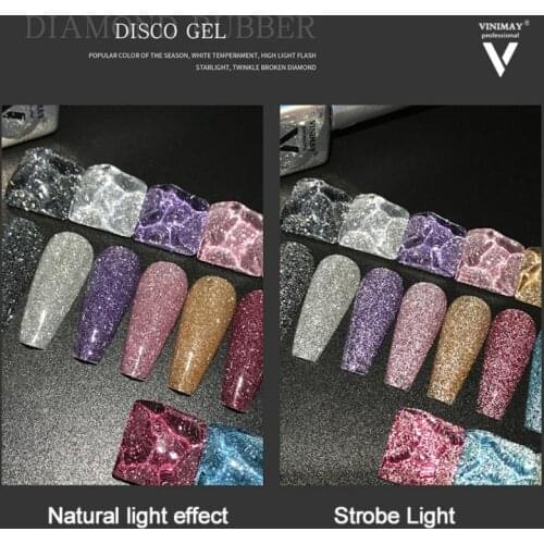 HANBI 9 Colors Nail Gel Reflective Glitter Glue Bright Bungee Powder Nail Broken Diamond Nail Glue Nail Polish Nail Art TSLM2