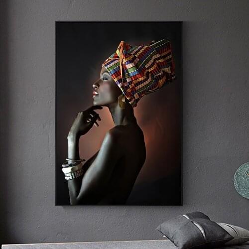Black Gold Nude African Art Woman Oil Painting on Canvas Cuadros Posters Prints Scandinavian Wall Picture for Living Room