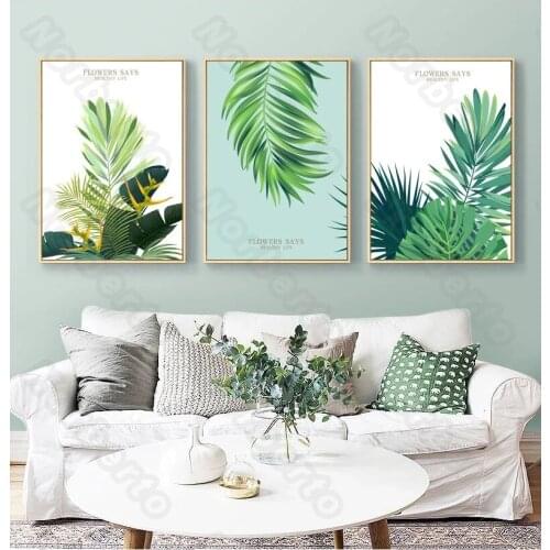 Modern Style Frameless Canvas Painting Poster and Print Green Plants Coarse Leaf Plants for Home Rooms Gallery Wall Decoration