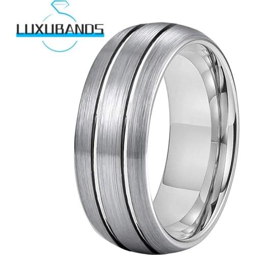 8MM Tungsten Carbide Rings For Men Wemen Engagement Dome Bands Trisection Two Grooved Brushed Finished Comfort Fit