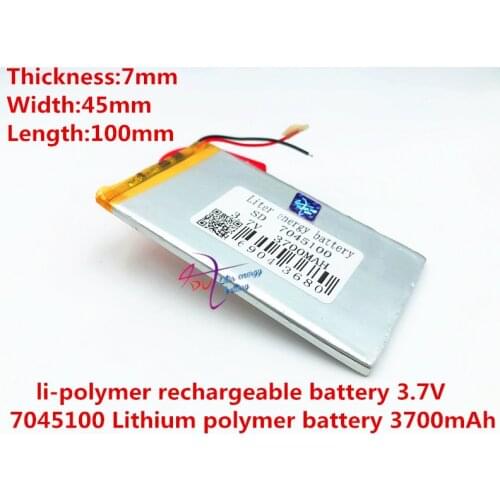 Li-po Size 7045100 3.7V 3700mah Lithium polymer Battery with Protection Board For PDA Tablet PCs Digital Products