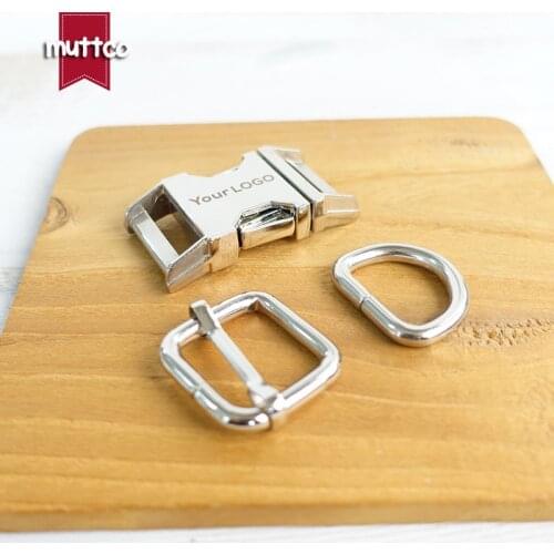 Metal buckle+adjust buckle+D ring) silver 2.0cm diy dog collar zinc alloy customize LOGO engraved buckle laser engrave name