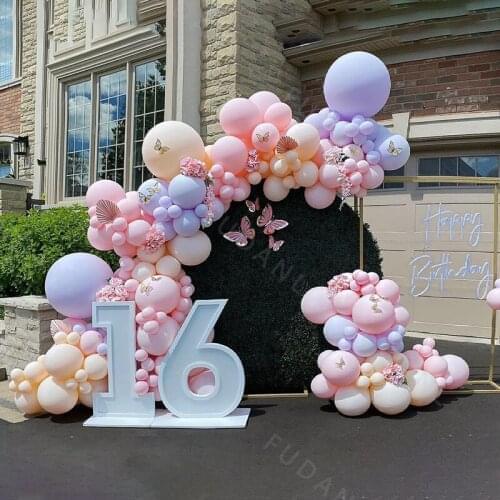 181pcs/Lot DIY Latex Balloons Set For Birthday Wedding Arch Garland Kit Pink Purple Yellow Baby Shower Party Decors Globos