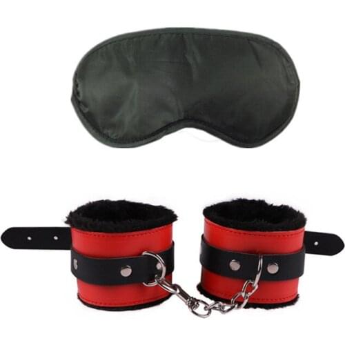 Pu Leather Bondage Handcuffs with Eye Mask to Fetish Slave Bdsm Wrist Restraint Sex Toys for Men Women Adult Exotic Accessories