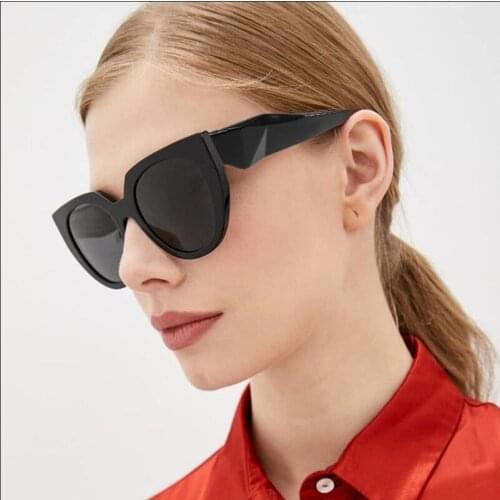 New Arrive UV400 Women Cat Big Frame Sunglasses Two-Tone Fashion Black Gradient Sunglasses For Female S5323