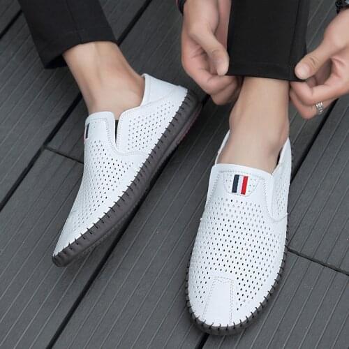 OKKDEY summer men shoes Mocassins trends 2020 Leather loafers Slip-on soft casual shoes comfortable drive flats White breathable