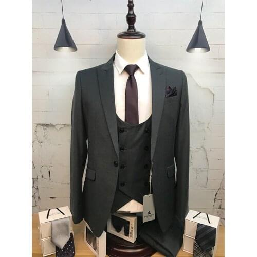 Jacket+Vest+Pants )Mens Black Suits With Pants 2021 New Classic Wedding Business Slim Fit Party Suit Men