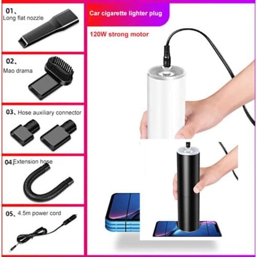 Portable Car Vacuum Cleaner 120W High Power Dry Wet Dual PurposeSucker Rechargeable Auto Handheld Cordless Pet Dust Device