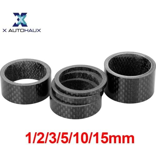 X Autohaux 5pcs MTB Road Bike Headset Spacer Carbon Fiber Fit 1 1/8 Inch 28.6mm Stem for Bike Cycling 1mm 2mm 3mm 5mm 10mm 15mm
