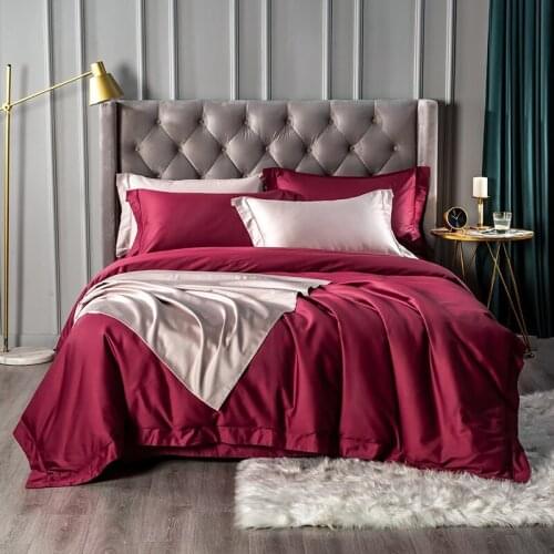 Luxury Solid Color Egyptian Cotton Hotel Bedding Set Blue Gray White Champagne Duvet Cover Flat/Fitted Sheet Pillowcases