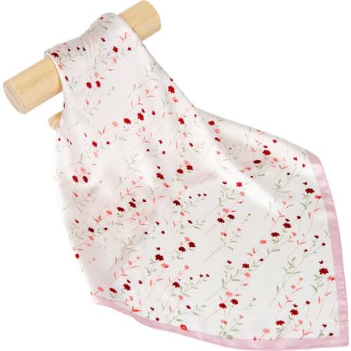 Natural Silk Scarf Women Bandana Female Flower Hair Scarf for Women Fashion Silk Headband Fashion Womens Square Silk Neck Scarf