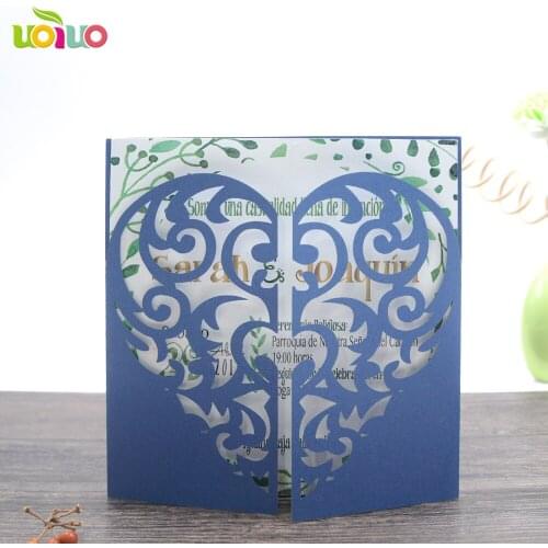 Laser cut folded invitation cards 50sets/lot white invitation cards for wedding decoration with ribbon and buckle(ribbon and bu