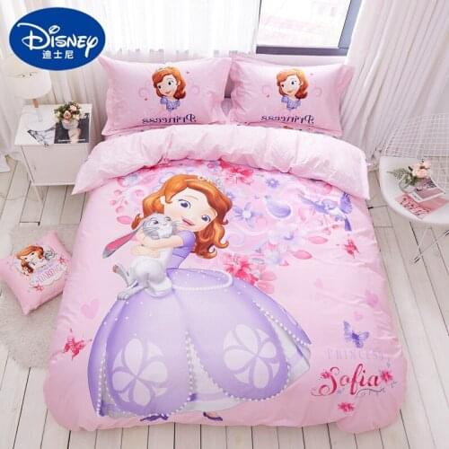 Disney Princess Sophia Pink Comfortable Duvet Quilt Cover Pillowcase Sheet Bedding Set Children and Girls Cartoon Bedroom Decor