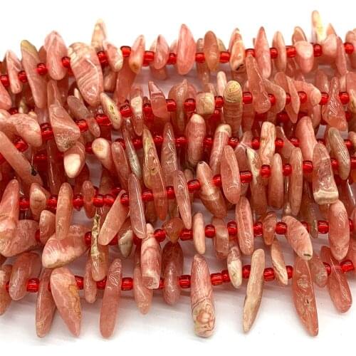 Veemake Rhodochrosite Slabs Slices Stick Teeth Drill Side Comb Beads For Jewelry Making Natural Necklace Bracelets Earrings06874