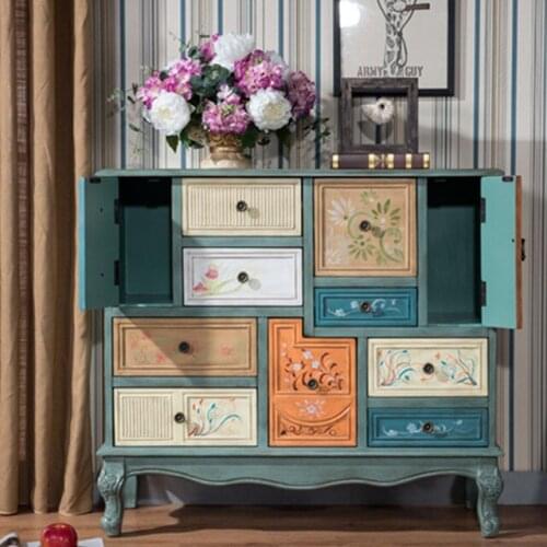Countryside vintage storage cabinet old furniture retro drawer cabinet