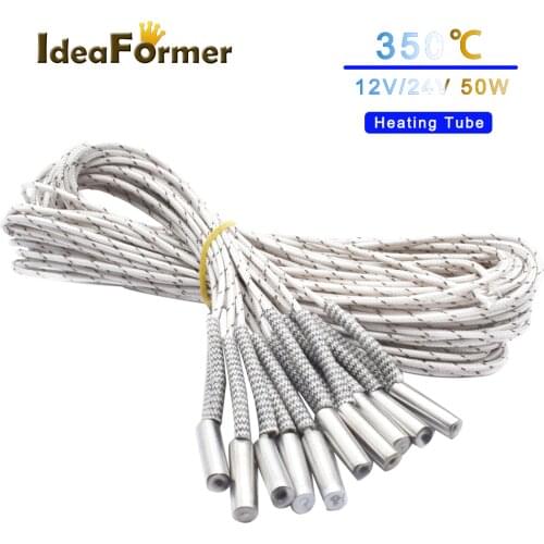 3D Printer Parts 1m/2m Heater 12V/24V 50W Heating Tube 6*20mm for High Temperature Filament Hotend Kit Heating Pipe