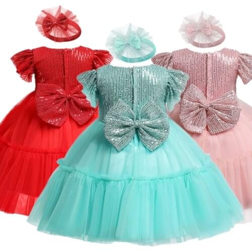 Girls Princess Formal Dresses Sleeveless Solid Color Bow Ball Gown Clothes 4-14 Year Toddle Kids Birthday Wedding Party Clothing