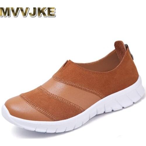MVVJKE Autumn fashion flat women shoes genuine leather casual sneakers female moccasins slip on Ladeis shoes femme shoe