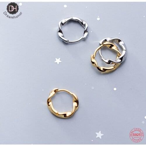 Dreamhonor S925 Sterling Silver Simple Round Twist Silver Clip Earrings Women Ear Jewelry
