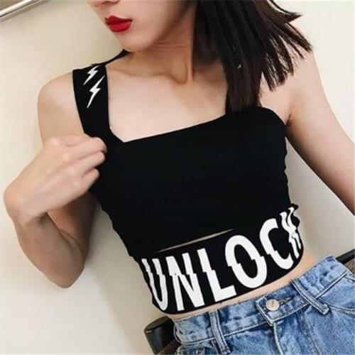 Sexy Party Club Letter Embroidery Women Camisoles Backless Off Shoulder Thin Knitted Summer Top