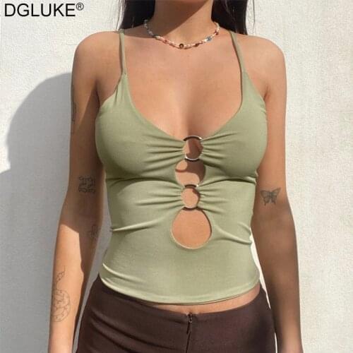 Hollow Out Sexy Cami Crop Top Women Spaghetti Strap Tank Top Fashion Casual Summer Tops Basic Tanks And Camis