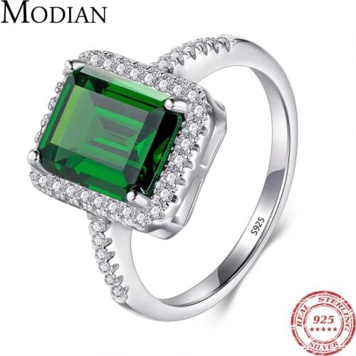 Modian Design Fashion Real 925 Sterling Silver Green Special Cut Ring Wedding Finger Zirconia Jewelry Engagement Rings For Women