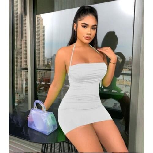 Halder Lace Up Summer Dress Women Bodycon Midi Dress Sleeveless Backless Elegant Party Outfits Sexy Club Clothes Vestido