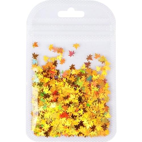 1Bag Maple Leaves Nail Art Sequins Holographic Glitter Flakes Paillette Chameleon Stickers For Nails Autumn Design Decor