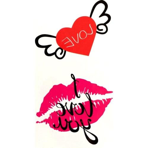 100pcs Kiss i love you Waterproof Temporary Tattoo templates Fake tatoo Arm Tattoo sleeve flying love heart men tattoos designs