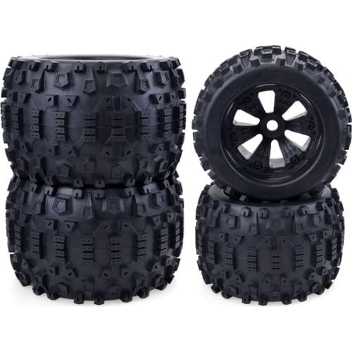 4PCS 170MM 165MM Monster Truck Wheels Rim Tire Set 17mm Hub Hex For 1/8 Off-Road RC Car HPI Redcat Rovan Savage