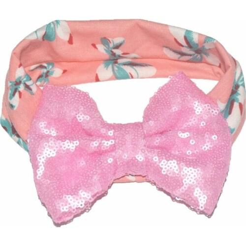 5pcs/lot, Floral Printed Cotton Elastic Rabbit Bunny Knot Headband & Sequin Bow Headband Kids Hair Accessories