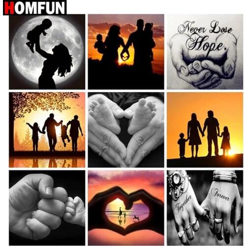 HOMFUN Diy 5d Diamond Painting "Home love theme" Cross Stitch Square Round Diamond Embroidery Handwork Rhinestone Art