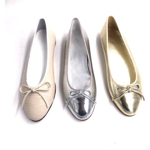 Womens Shoes Genuine Leather Shoes New Fashion Shoes Butterfly Knot Ballet Flats Hot Sell Ladies Shoes For Spring Large Size 42